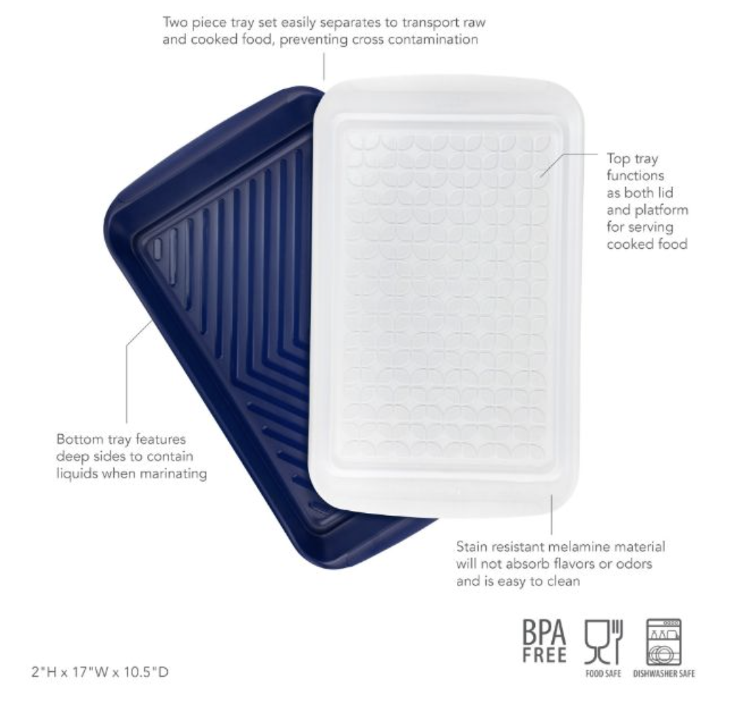 Tovolo | 2-Piece Large Prep & Serve Marinade Tray Set