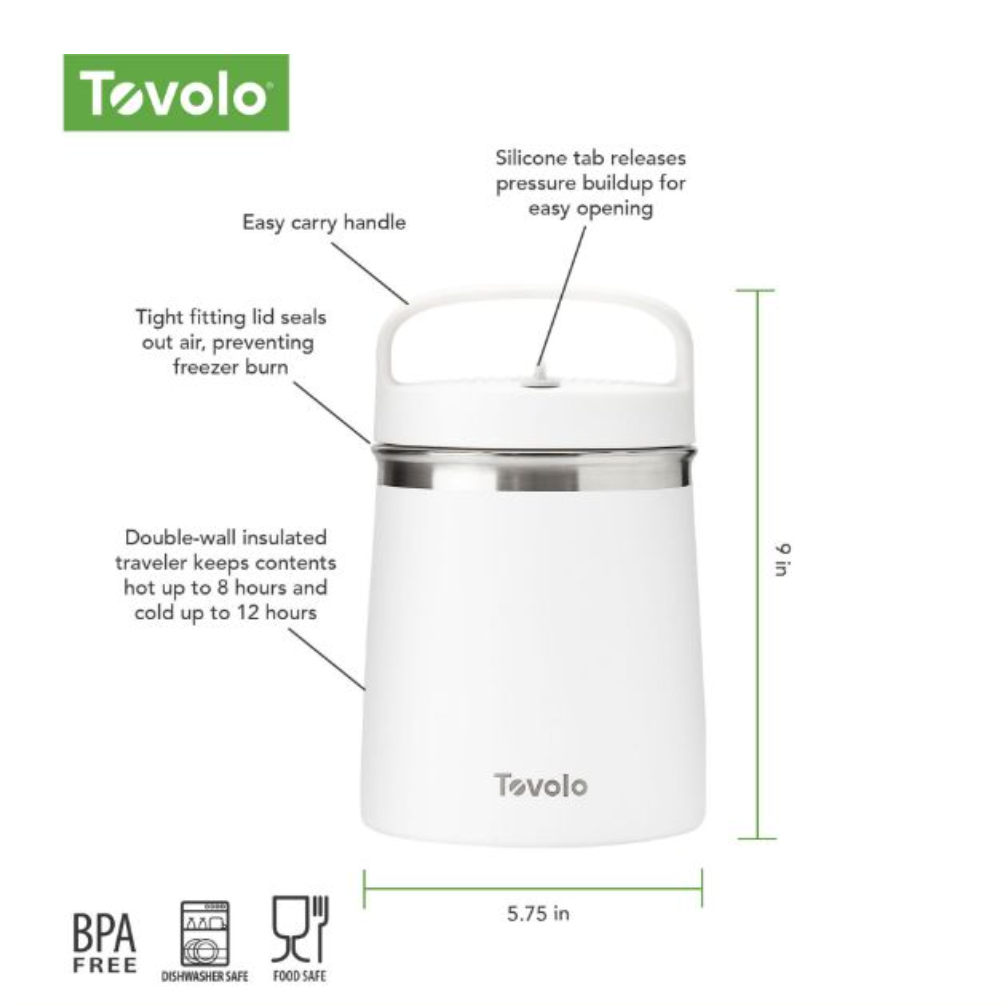 2 QT SS Insulated Food Traveler White