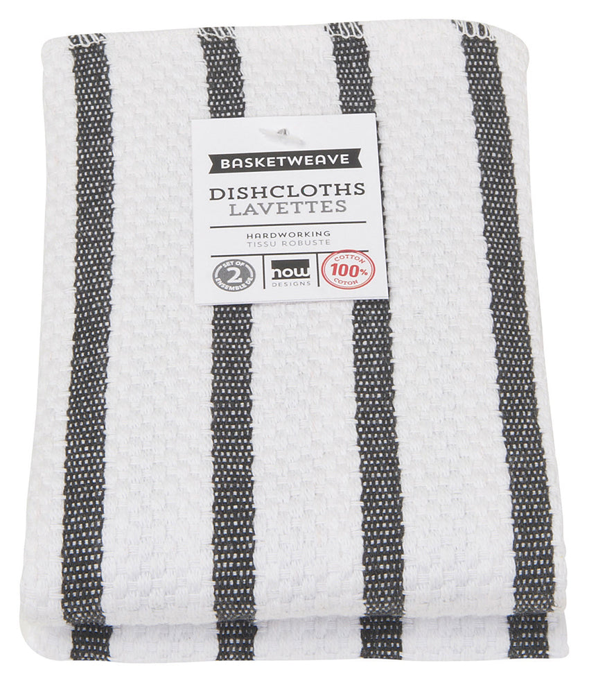 Black Basketweave Dishcloths - Set of 2