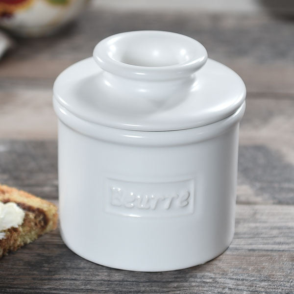 Matte White Cafe Butter Bell Crock