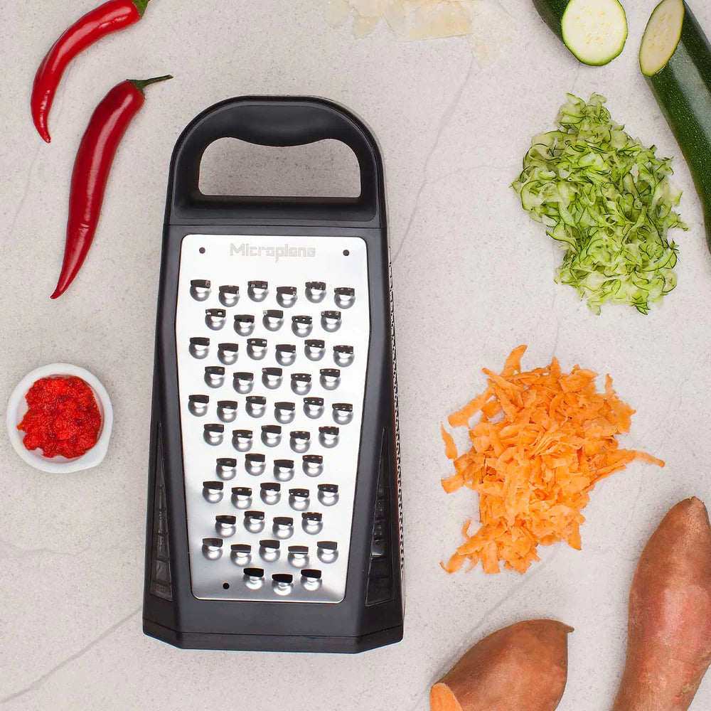 Microplane | Elite Five Blade Box Grater with Measuring Cup