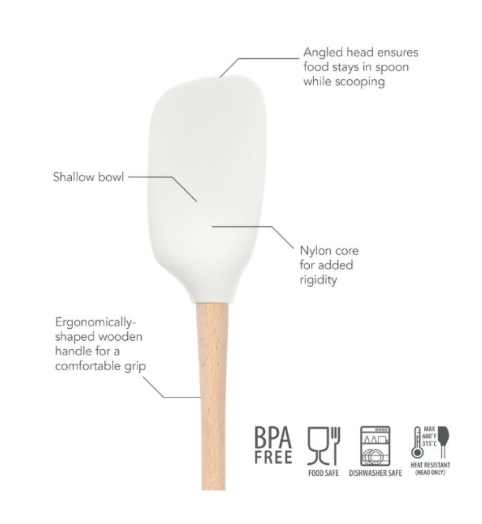 Tovolo | Flex-Core Wood Handled Spoonula - White