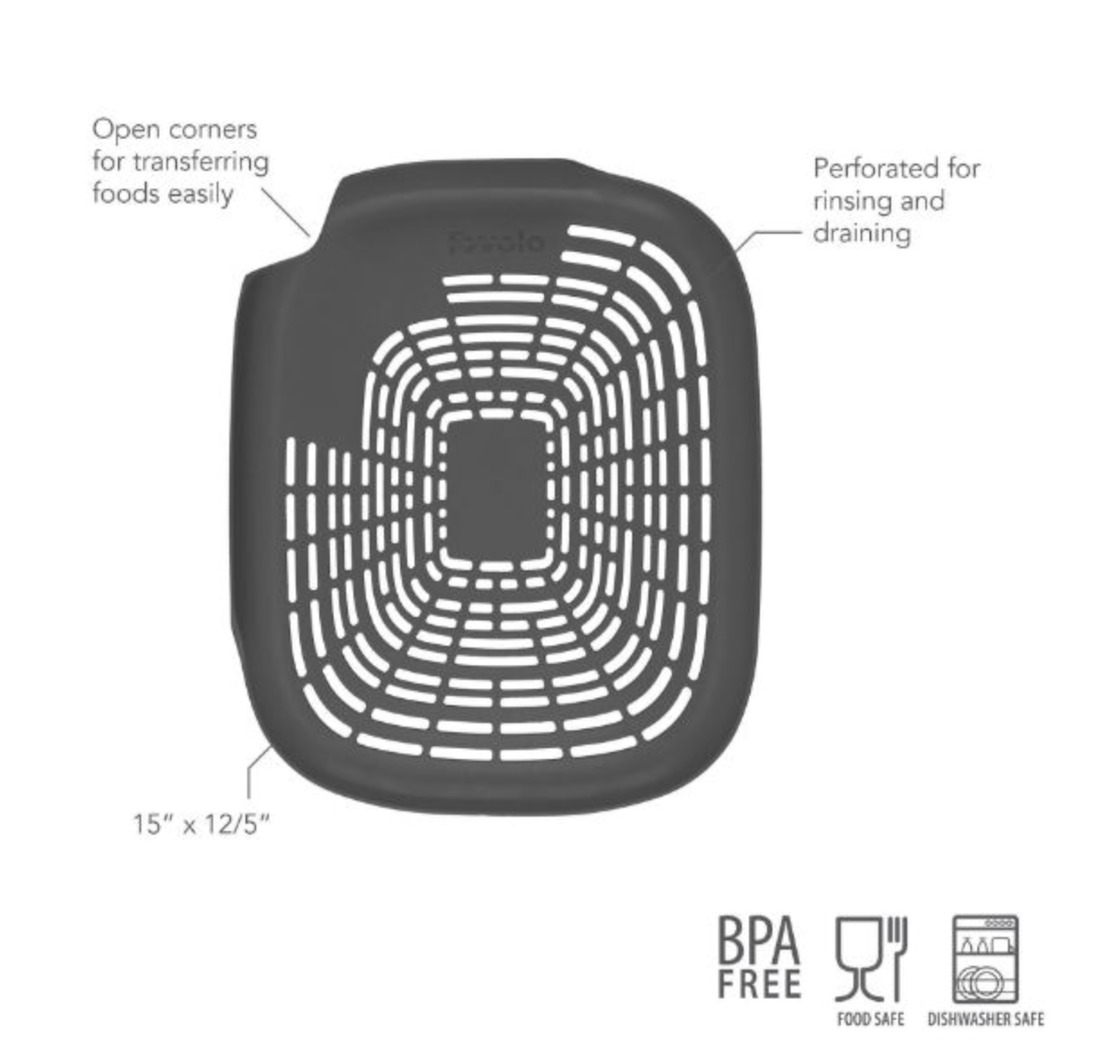 Tovolo | Prep N RInse Flat Colander Charcoal