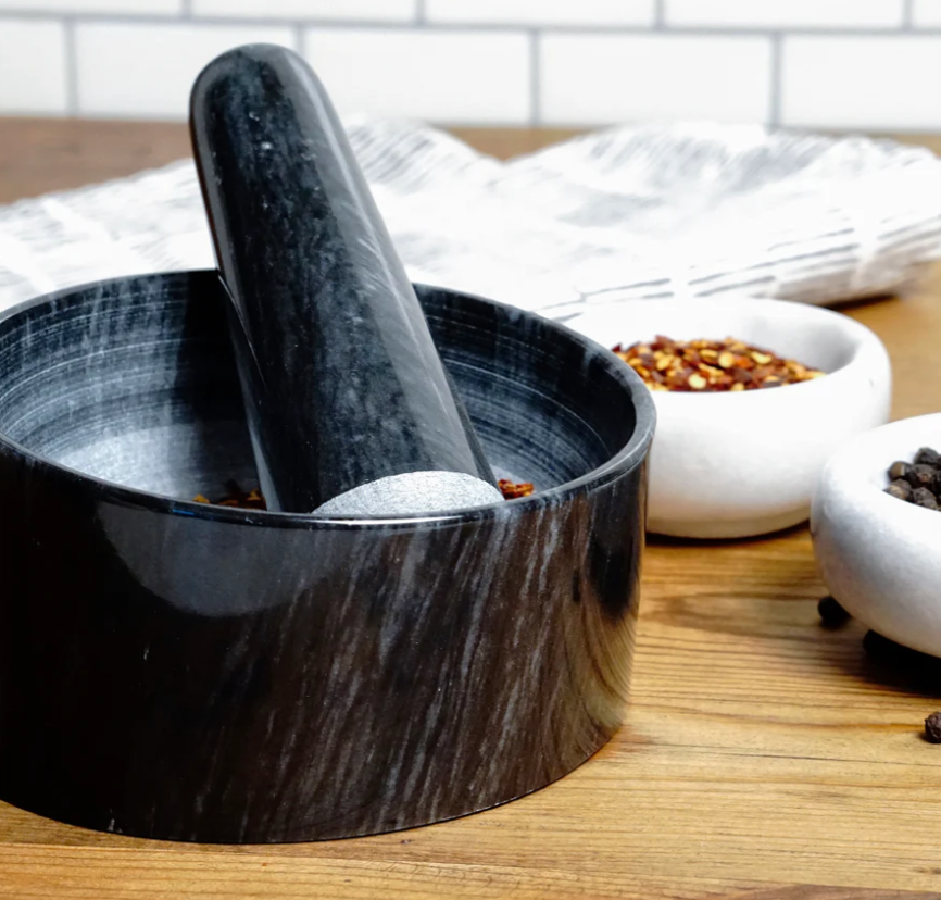 RSVP International | Marble Mortar & Pestle - Black