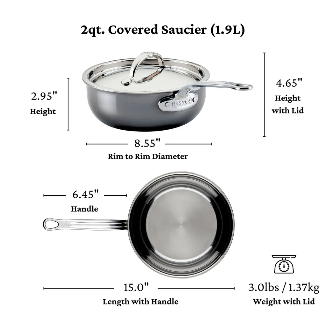 Hestan | Titanium Stainless Steel Saucier Pan, 2-Quart