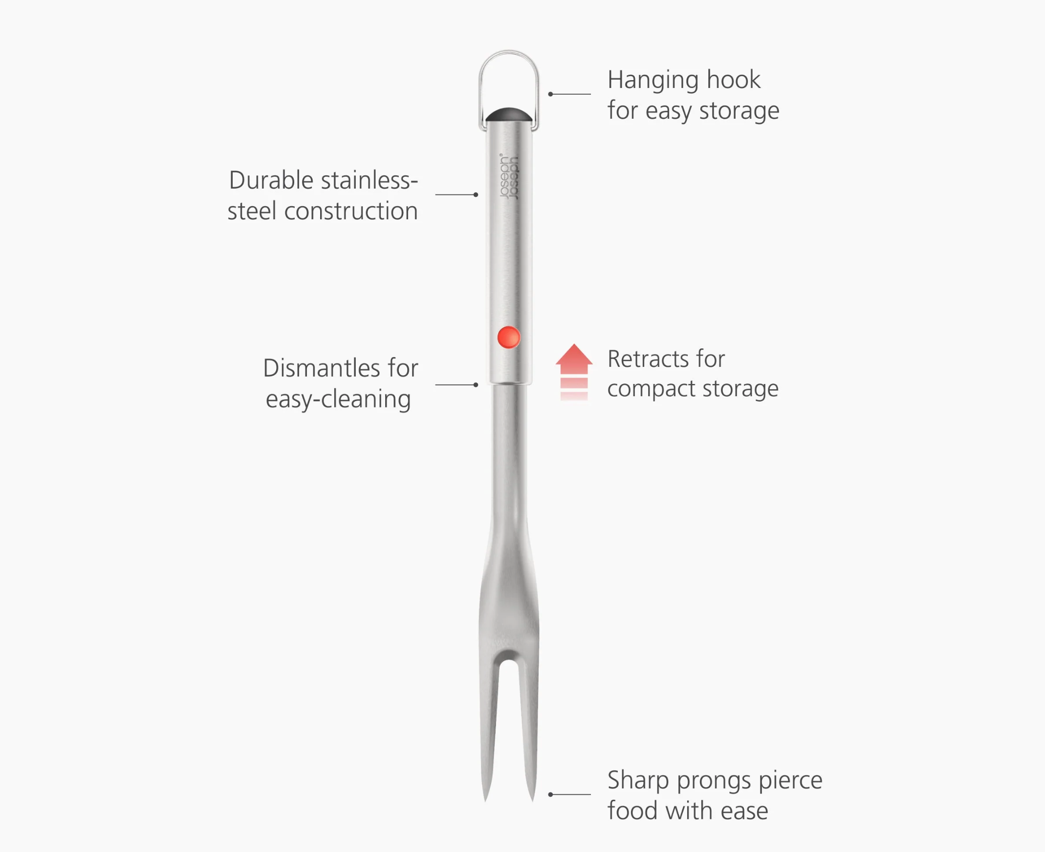 Joseph Joseph | GrillOut™ Stainless-Steel BBQ Fork with Extending Handle