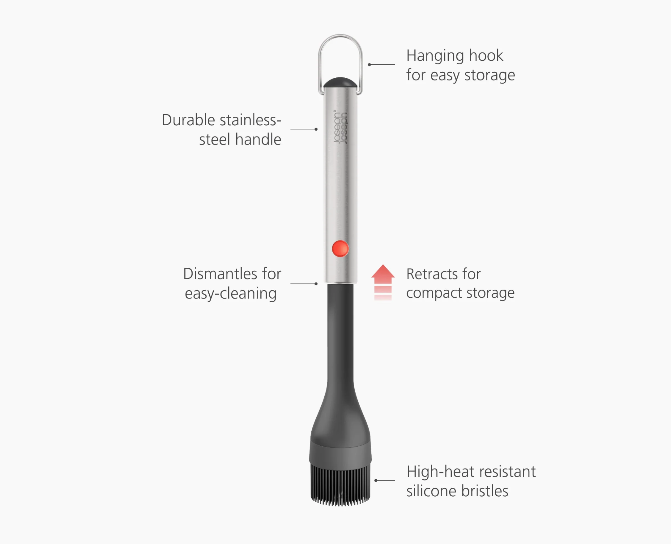 Joseph Joseph | GrillOut™ Black BBQ Silicone Basting Brush with Extending Handle