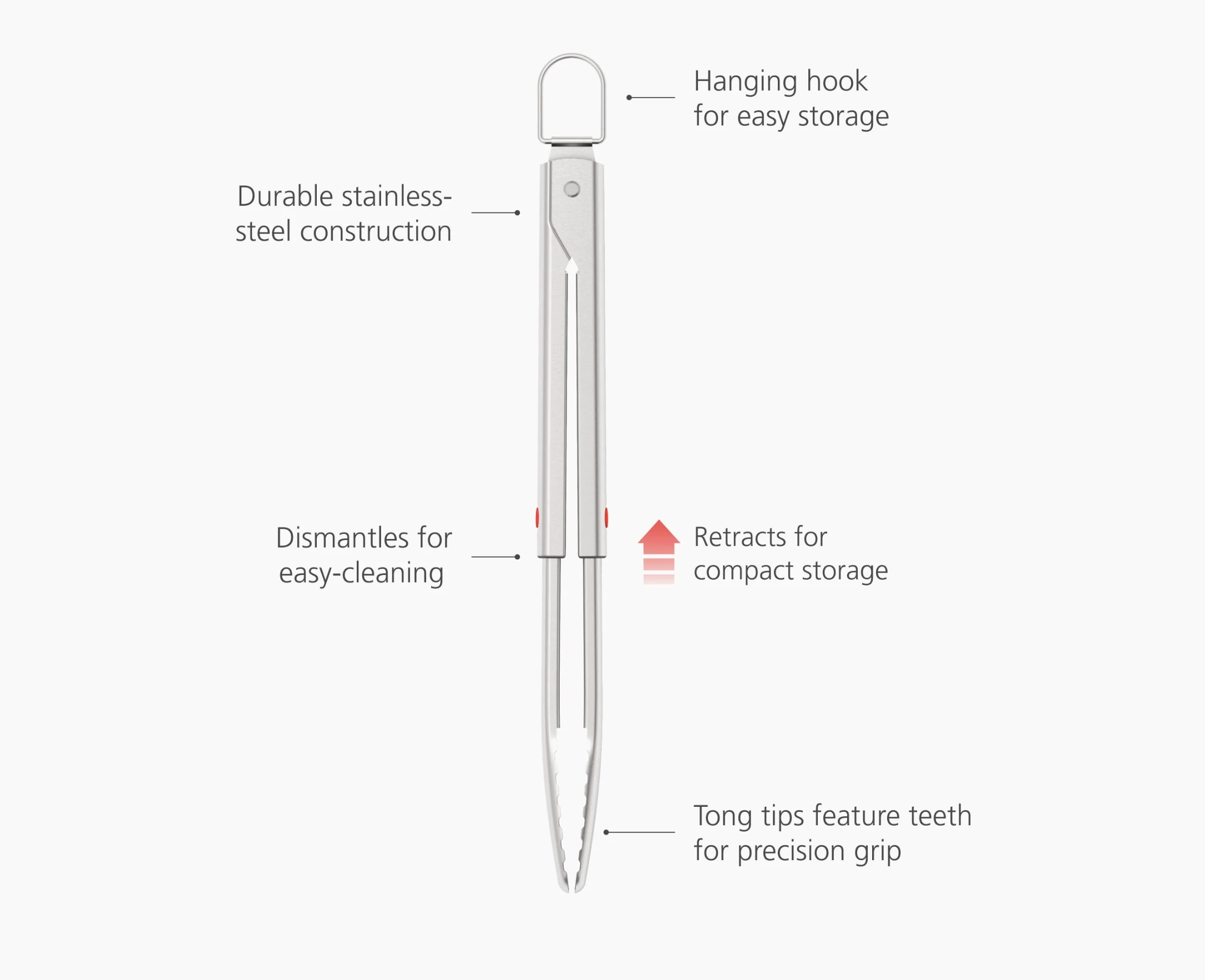 Joseph Joseph | GrillOut™ Stainless-Steel BBQ Tongs with Extending Handle