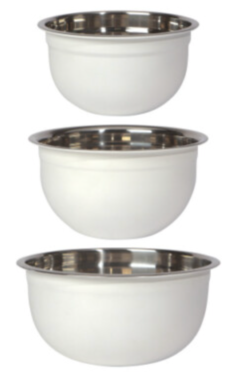 Steel Mixing Bowls - Set of 3 White