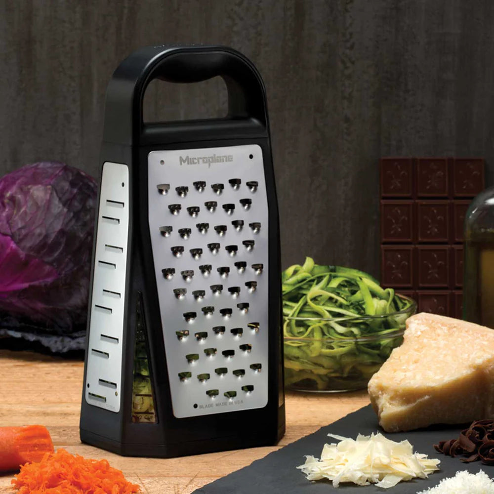 Microplane | Elite Five Blade Box Grater with Measuring Cup