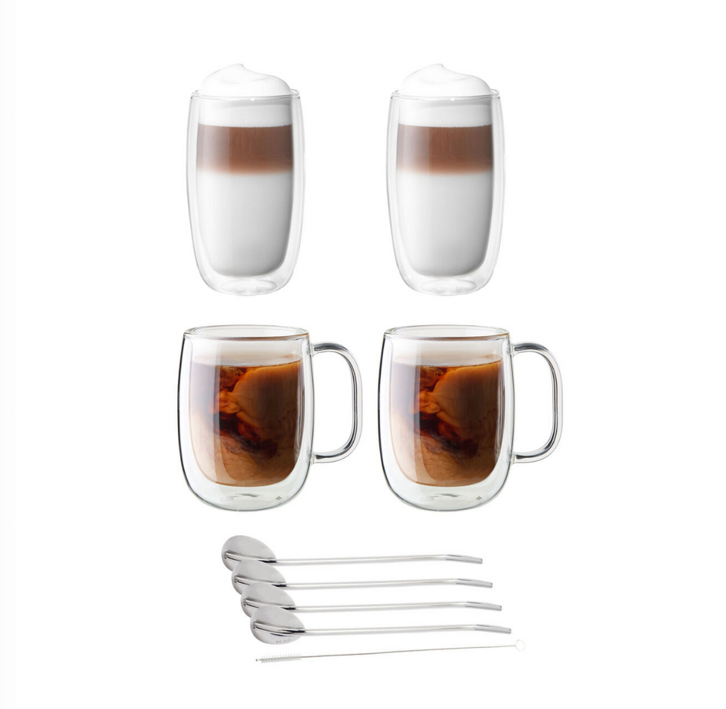 Zwilling  4-PC Double-Wall Glass Coffee Mug Set – Plum's Cooking Company